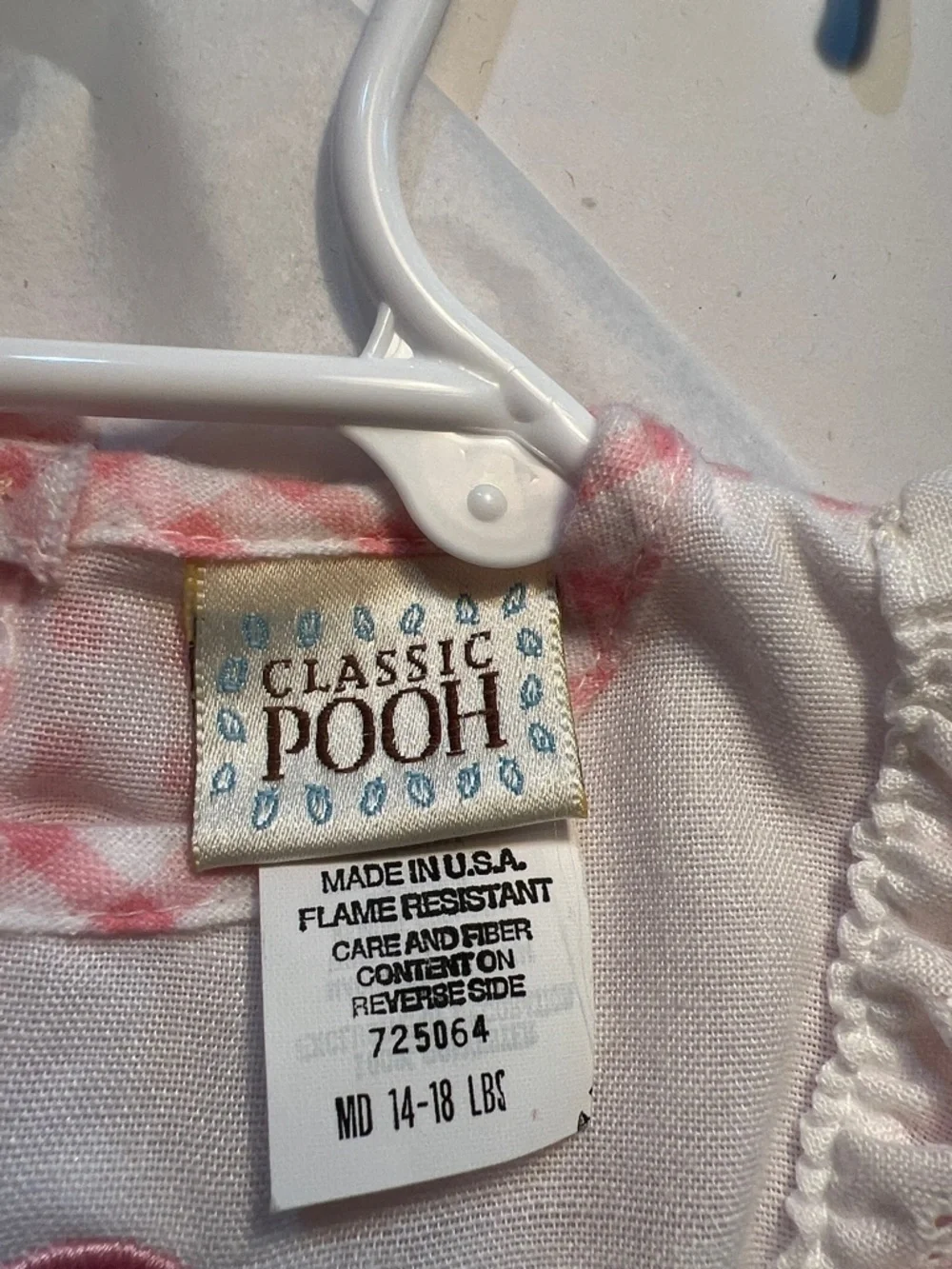 Vintage Winnie The Pooh Pink Gingham Kids Pajamas with Embroidered Detail​